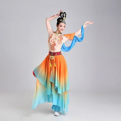 出租敦煌飞天舞蹈服装新款乐鼓舞丝路升莲古典舞演出服艺考打鼓服