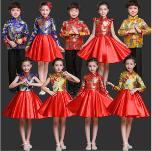 出租儿童喜庆演出服女唐装公主裙中国风主持人礼服表演服装合唱服