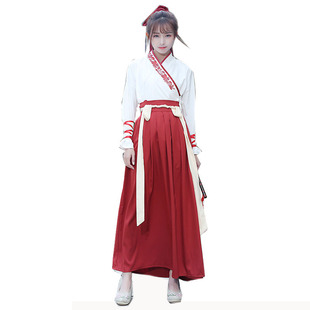 出租原创实拍传统汉服绣花交领襦裙日常武侠风情侣装CP装团服套装