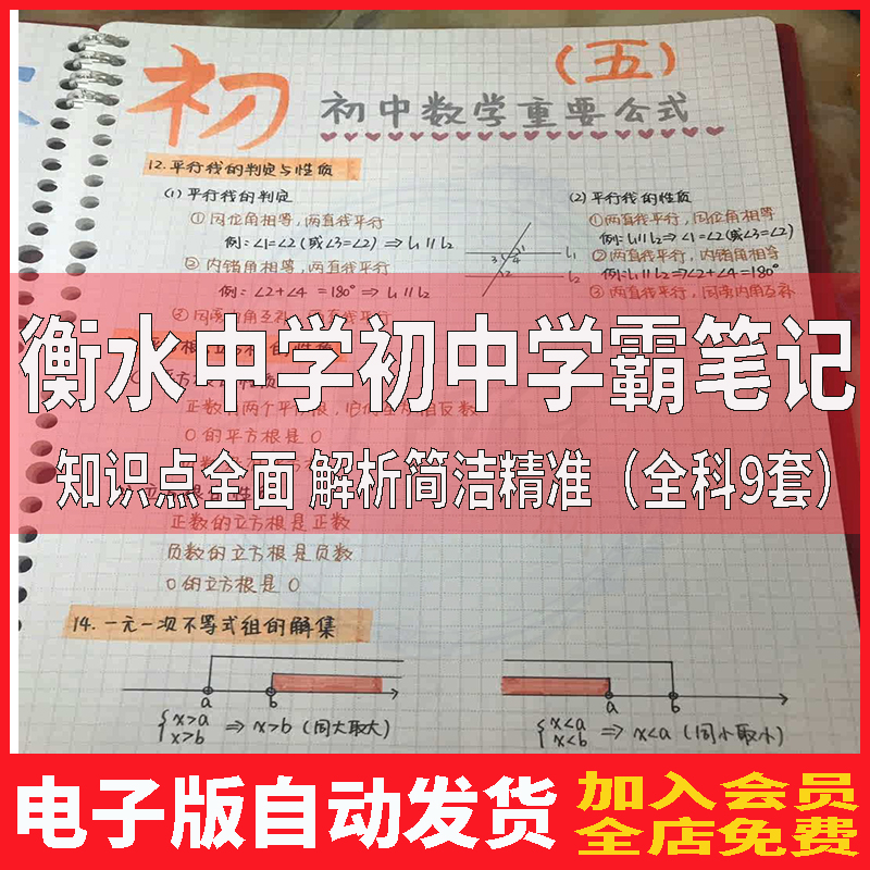 衡水重点中学状元手写笔记初中数学物理生物化学地理知识点电子版