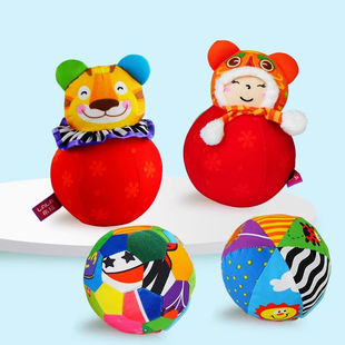 lalababy婴儿手抓布球宝宝不倒翁抚触球可咬球类玩具益智触觉感知