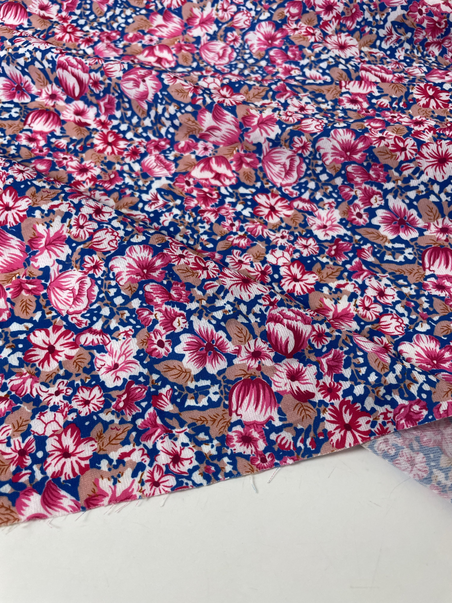 G708DIY蓝底小碎花印花雪纺布头 柔软垂坠透气连衣裙上衣发饰面料