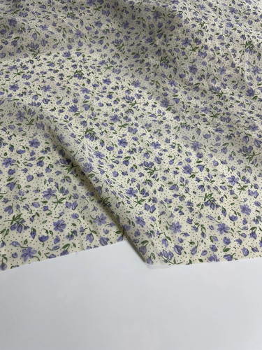 E676夏季白底小碎花印花雪纺布头 柔软垂坠透气连衣裙上衣diy面料