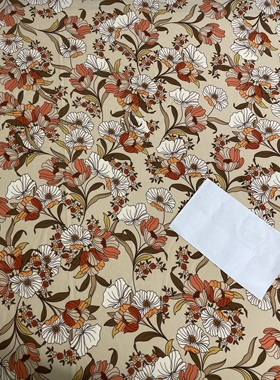 E751夏季印花聚酯纤维布头 柔软垂坠透气连衣裙上衣旗袍服装面料