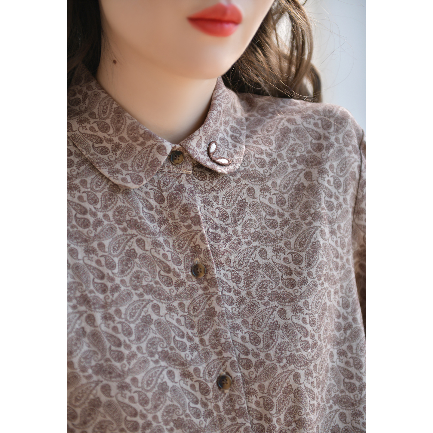 GESGOO复古文艺长袖上衣含亚麻