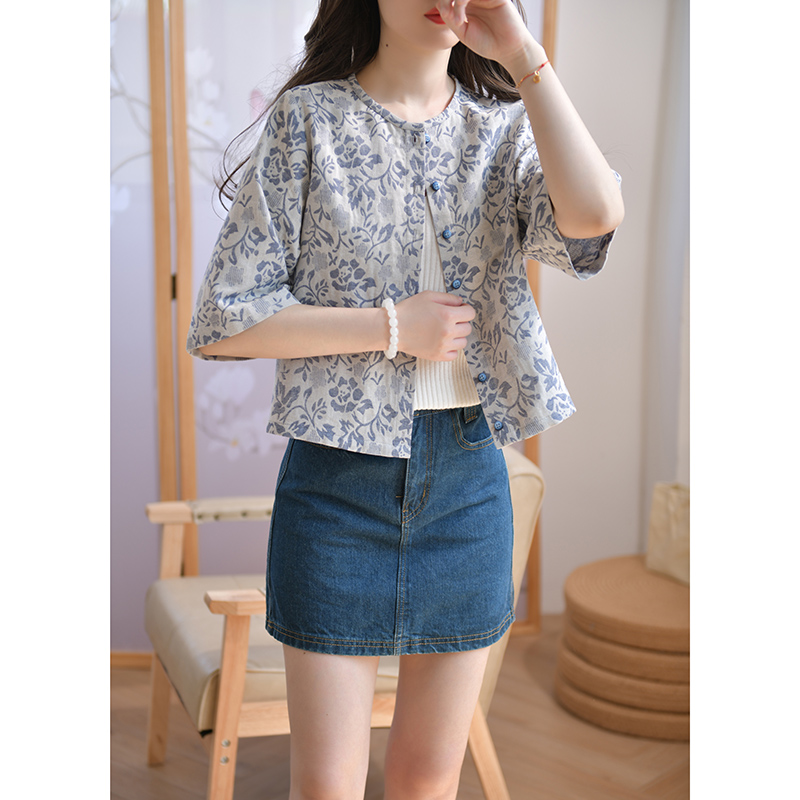 GESGOO休闲宽松圆领短款外套