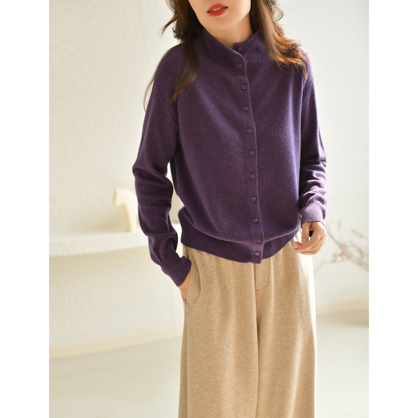 GESGOO法式简约半高领羊毛毛衣