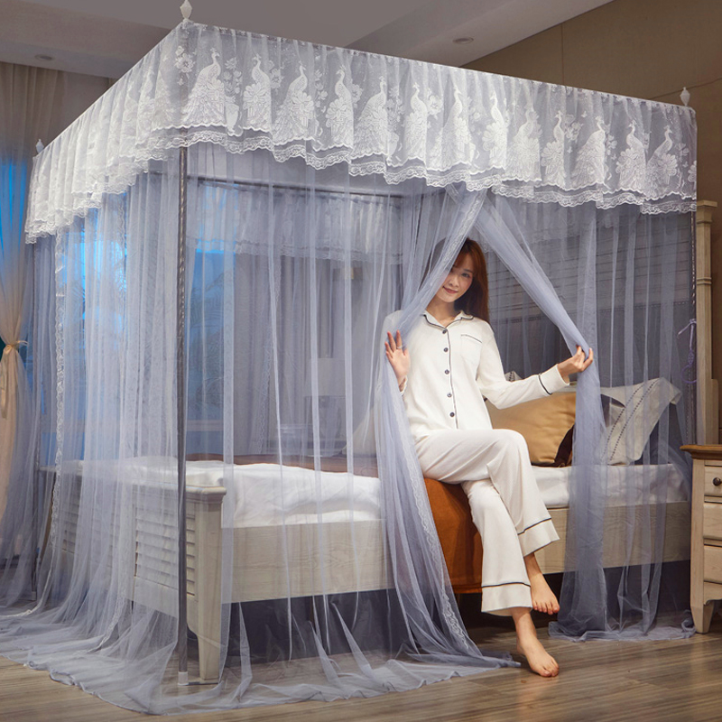 蚊帐三开门落地式家用卧室2025新款高级宫廷2024支架加粗加厚纹账