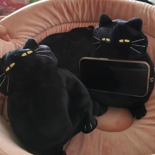 NITOR 微瑕 宜利得 黑色手机玩偶支架柔软卡通可爱黑猫包邮