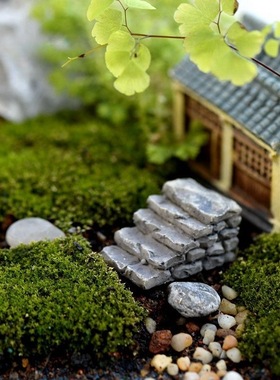 苔藓微景观摆件石块台阶路阶小楼梯小路楼梯苔树脂工艺品DIY房子