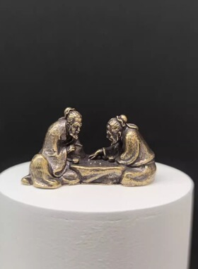 迷你下棋老者创意小摆件青砂石鱼缸桌面造景装饰复古对弈仙翁人物
