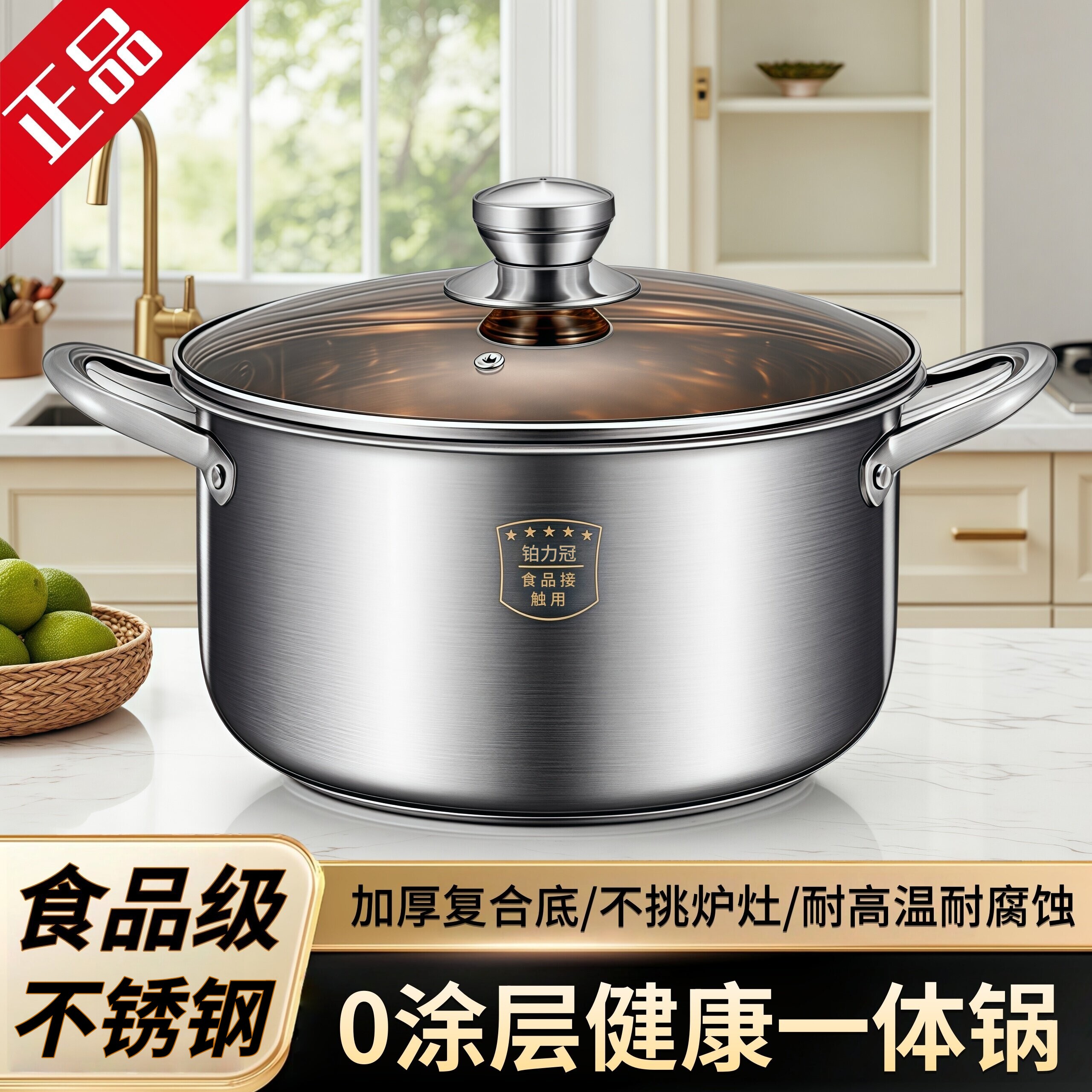 新款加厚316不锈钢大容量蒸锅图片