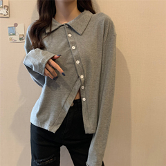 Real price 2021 spring new design polo collar bottomed thin Knitted Top