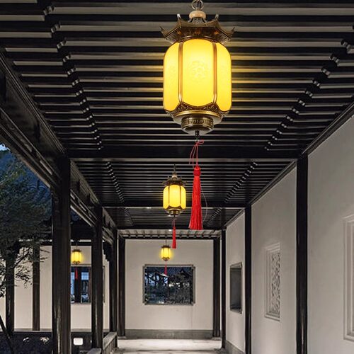 太阳能中式户外吊灯屋檐彷古灯笼过道古典宫灯凉亭庭院室外防水灯