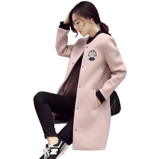 呢子大衣女中长款新款2025秋冬女装立领休闲气质毛呢外套棒球服