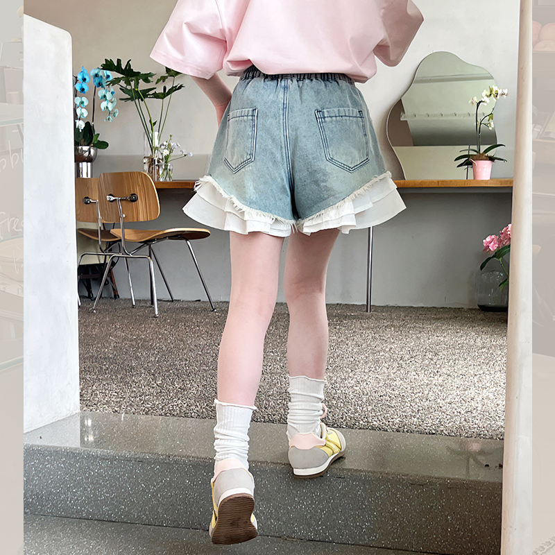 女童洋气流苏短裤子儿童牛仔中裤大童五分裤女孩热裤2025夏装新款