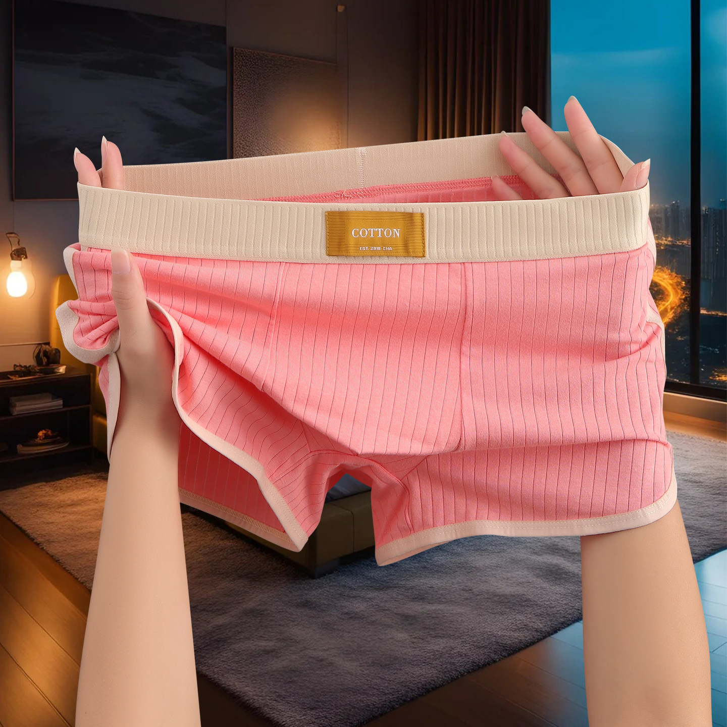 新款纯棉男士内裤男生舒适透气个性青年四角裤头男条纹平角裤,女士内衣/男士内衣/家居服,男平角内裤,淘宝优惠券,粉丝福利购,淘宝优惠卷