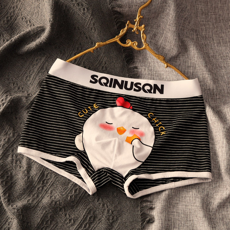 男士纯棉内裤男生新款卡通可爱运动平角裤男式个性透气男款四角裤