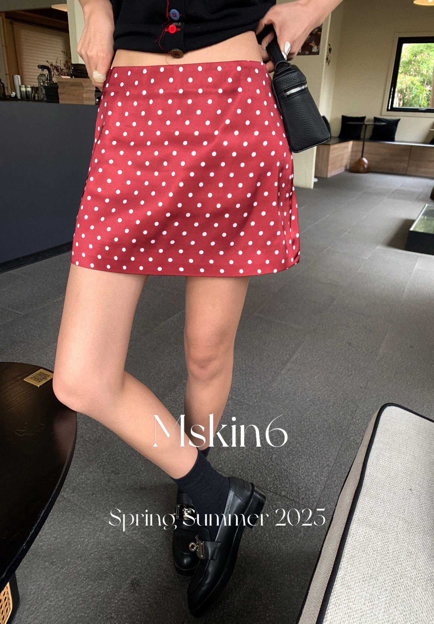 MsKin6美式复古波点短裙女2025新款宽松休闲百搭半身裙