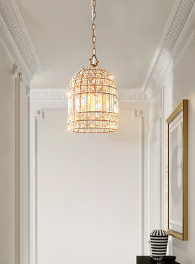 凯乔 法式水晶玄关灯复古走廊过道设计师款个性轻奢衣帽间吊灯