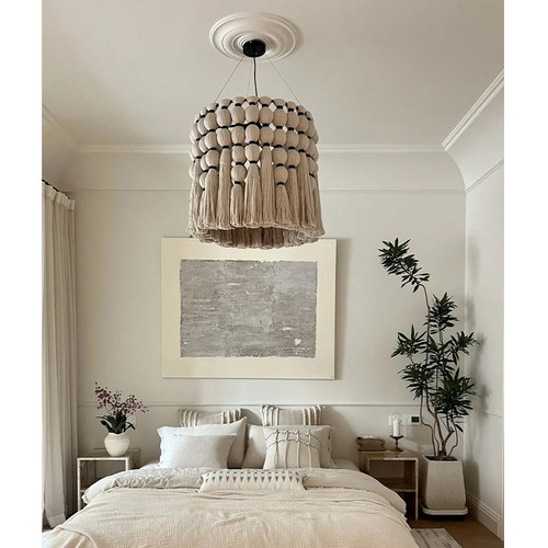 法式卧室吊灯2025新款中古流苏