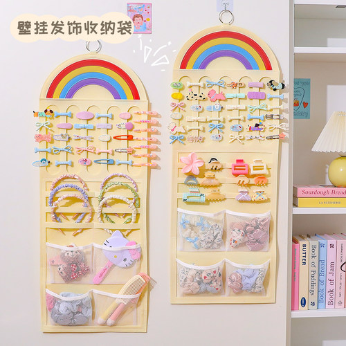 儿童发饰收纳神器挂墙首饰架多功能女童发圈皮筋头绳发夹发箍挂袋