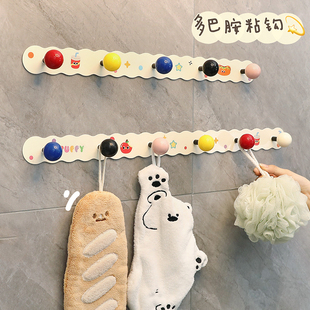挂钩强力粘胶免打孔承重一排门后墙上毛巾卫生间浴室可爱联排粘钩