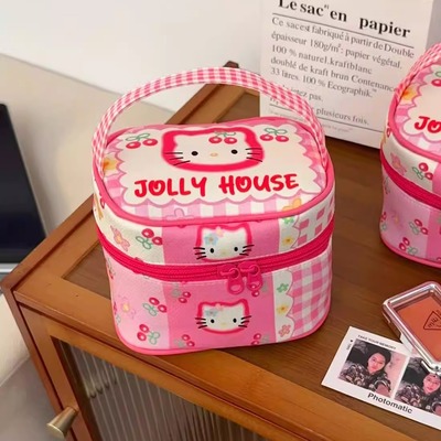 化妆包女生便携式外出小号手提包包中古小型可爱大容量旅行收纳包