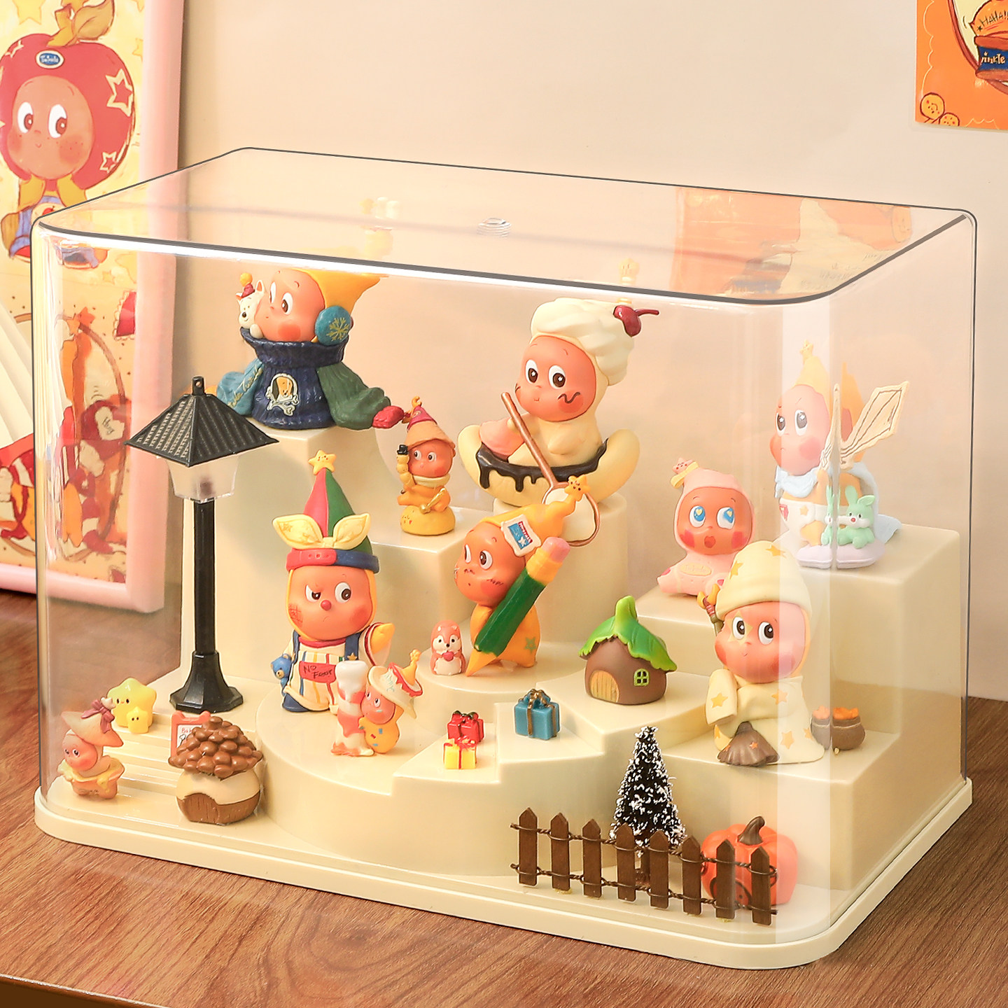 星星人盲盒收纳展示架泡泡玛特手办展示柜防尘小野潮玩摆件展示盒,收纳整理,手办收纳盒,淘宝优惠券,粉丝福利购,淘宝优惠卷