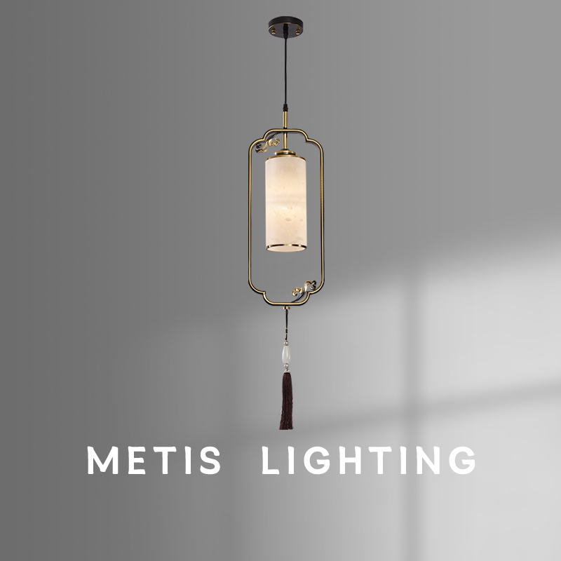 新中式小吊灯中国风卧室床头客厅餐厅古典茶室房间过道铜云石灯具