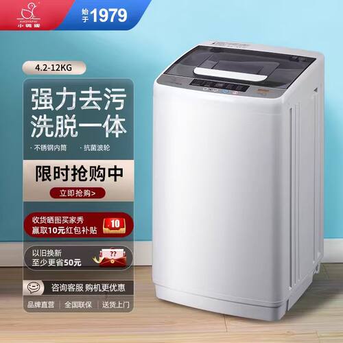 小鸭牌全自动洗衣机家用租房5/10KG大容量小型迷你婴儿童洗脱一体