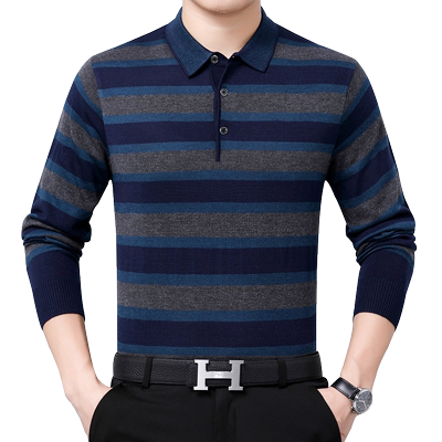 恒源祥春季薄款中年男士长袖T恤