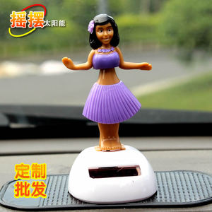 卡通美女车饰品 太阳能汽车摆件 车载跳舞娃娃厂家定制混批代发