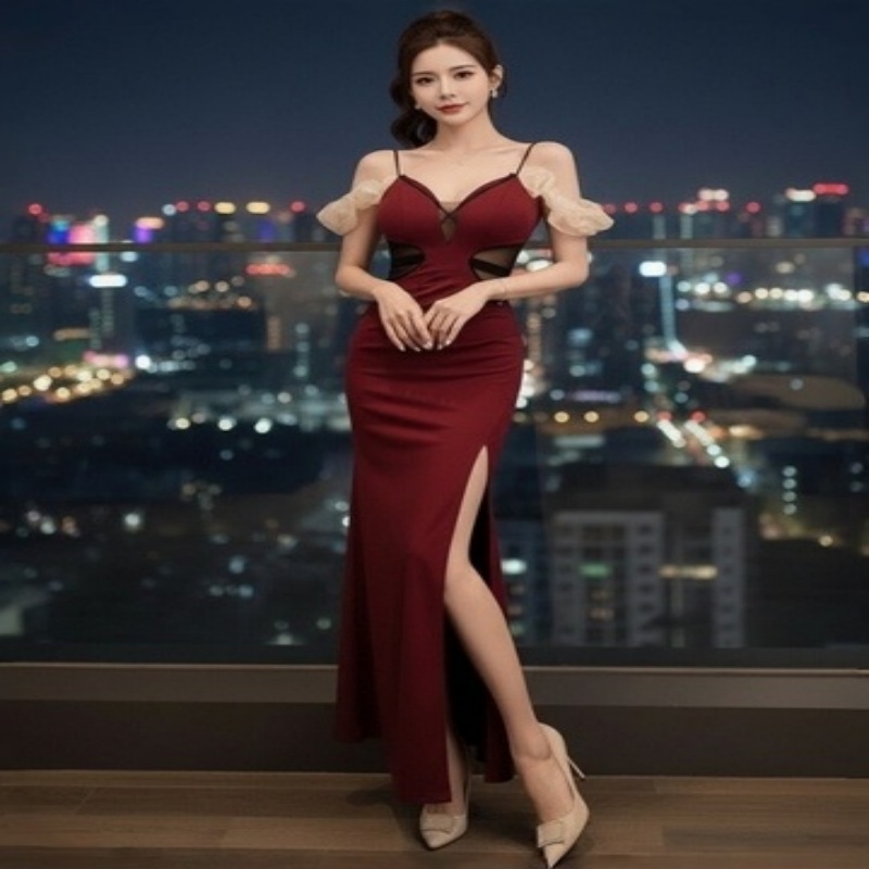 性感鱼尾开叉气质显瘦吊带长裙