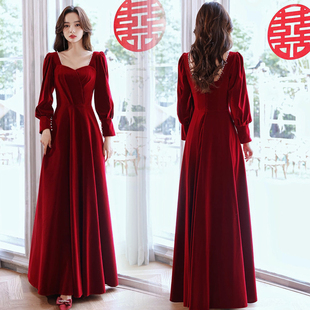 结婚订婚回门礼服平时可穿法式 秋冬季 显瘦 敬酒服新娘2025新款 长袖