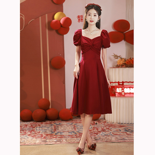敬酒服新娘小个子领证登记结婚回门便装 红裙子订婚小礼服平时可穿