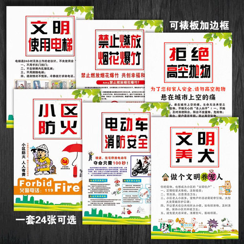 物管文明养犬拒绝高空抛物宣传画