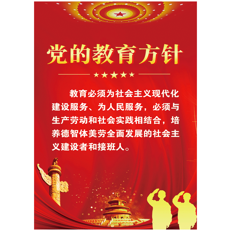 新时代党的教育方针学校教室布置挂图宣传画海报宣传栏墙贴纸SCZ