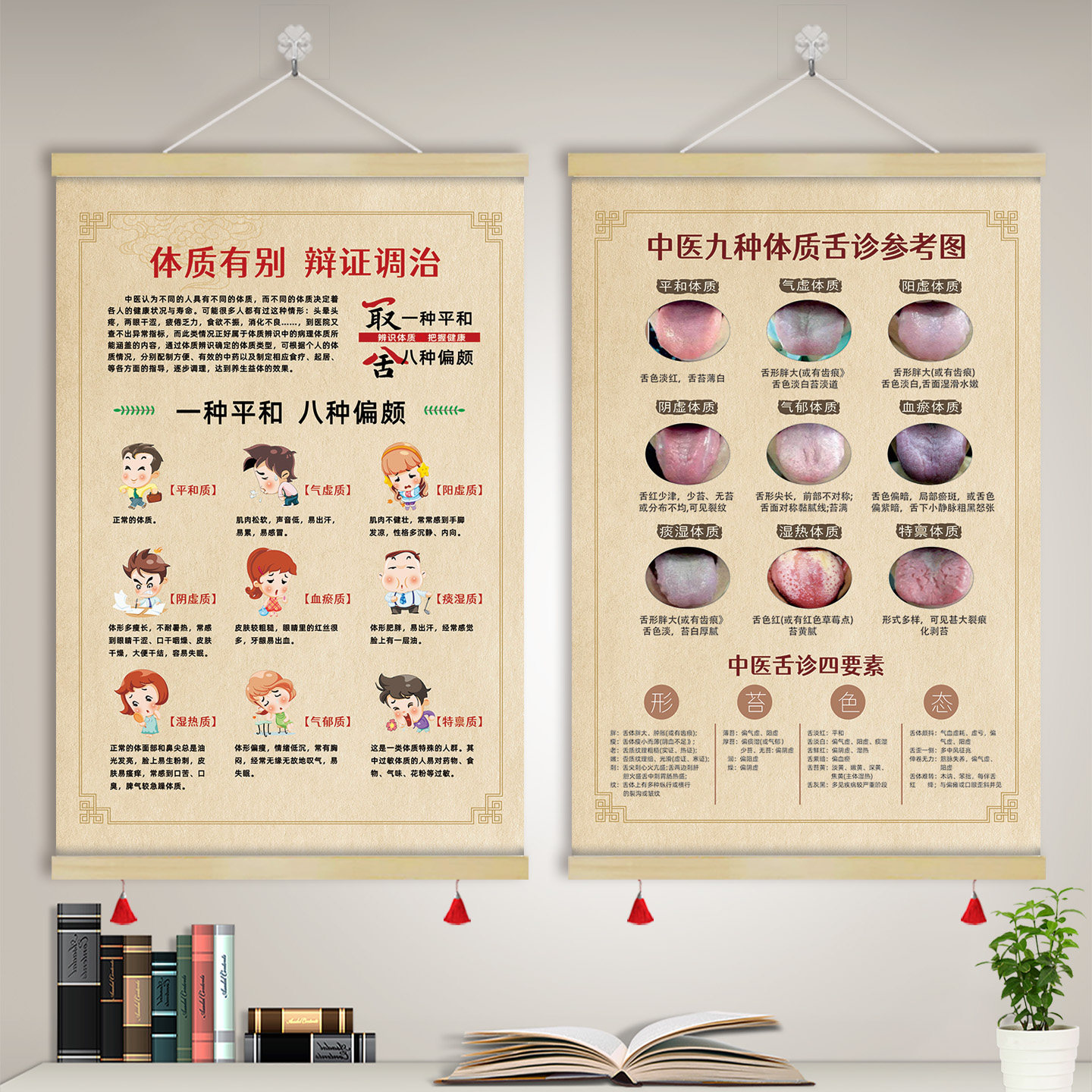 中医舌诊参考图九种体质养生辨识调养身体挂图挂画墙装饰画GZY29