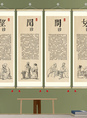 望闻问切 中医四诊中医院文化门诊药店诊所挂画背景墙装饰画GCB81