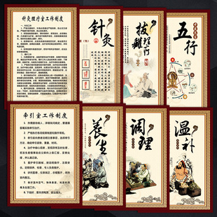 WSH中医文化工作制度室拔罐宣传画牌牵引理疗室挂图针灸墙贴画