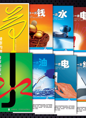 节能减排宣传画节约用电用水海报挂图标语下班前检查关灯贴纸KEH