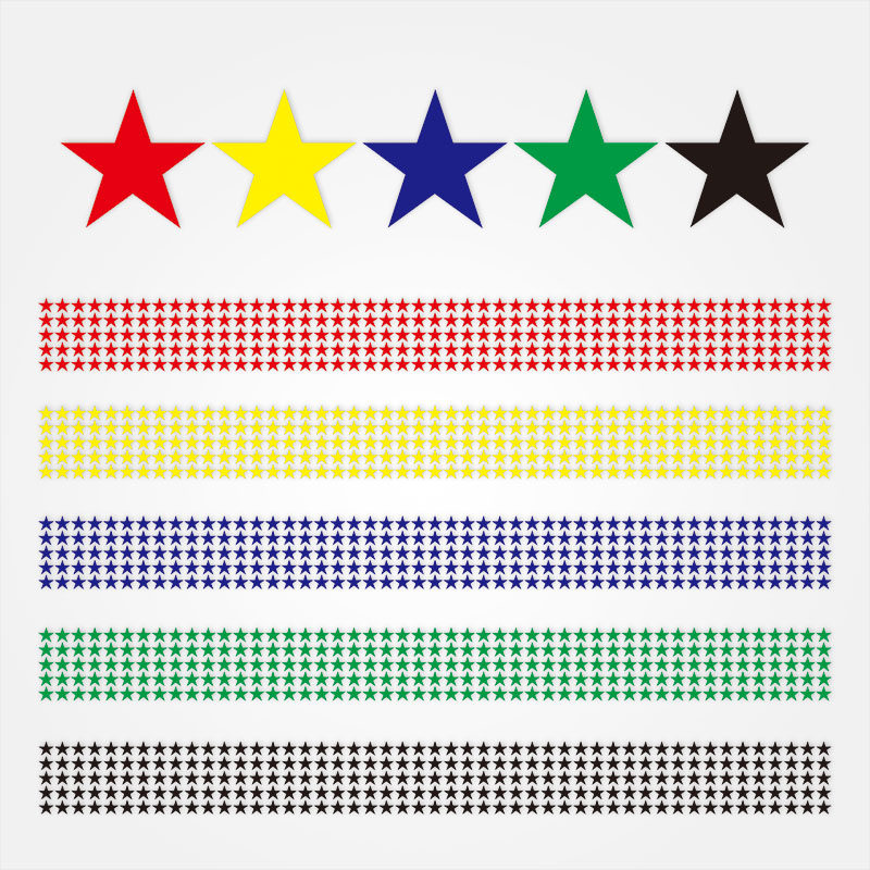 红蓝黄绿黑五角星形不干胶纸晴雨表销控表五星自粘背胶即时贴纸