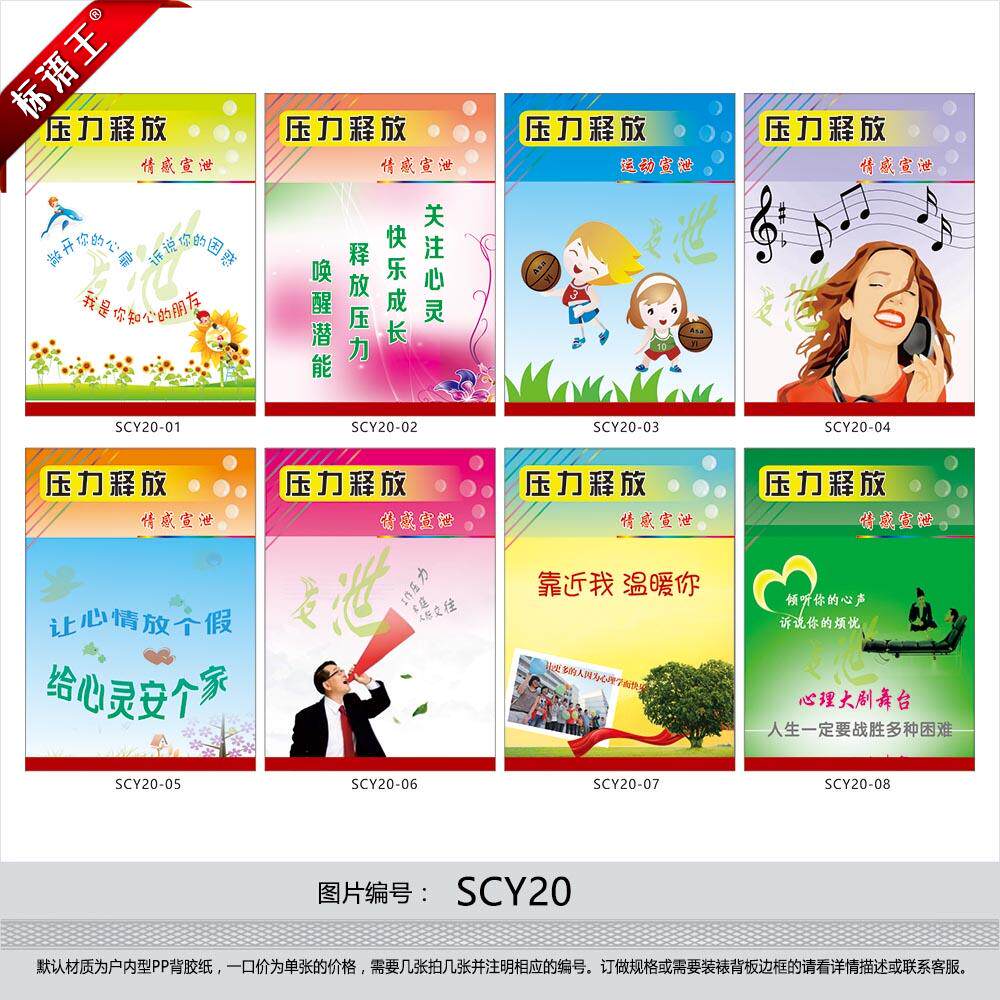 心理宣泄室宣传画挂图海报压力释放情感运动宣泄展板墙贴画scy20
