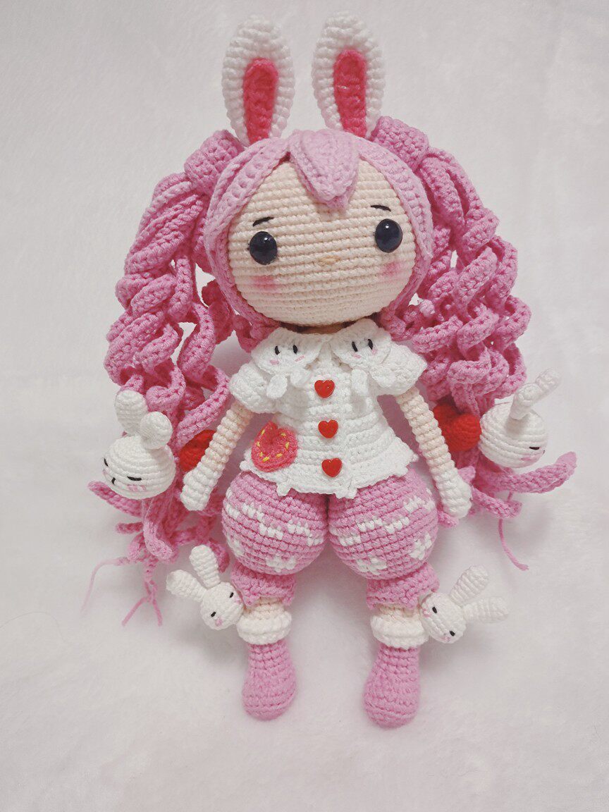 手工钩针编织毛线玩偶许愿娃娃一月兔子公主女孩创意礼品成品包邮