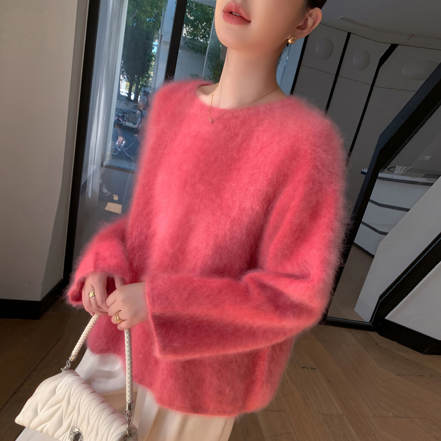 松弛拉绒羊绒衫丨云朵拥抱柔软加厚毛衣 慵懒针织衫女冬新款上衣