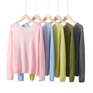 慵懒上衣薄款 Z.M.R 圆领大版 天丝桑蚕丝羊绒羊毛针织衫 温柔滤镜