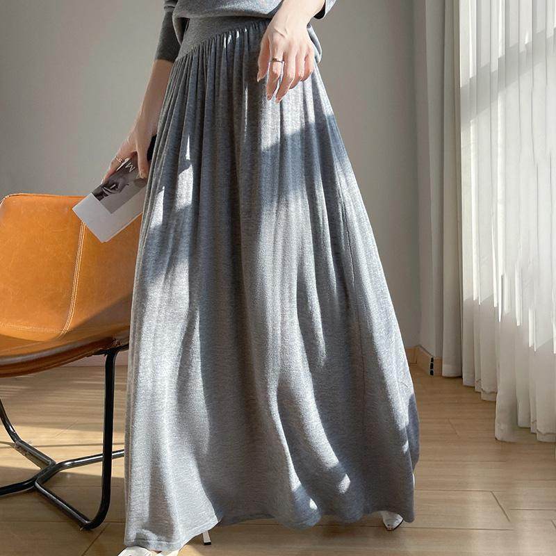 2025春季灰色重磅梨形身材法式新款女装高腰A字半身裙大摆气质裙,女装/女士精品,半身裙,淘宝优惠券,粉丝福利购,淘宝优惠卷