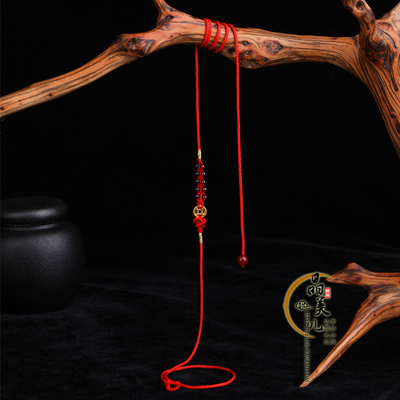 999黄金红绳腰链女本命年3D足金招财钱币腰带超细款腰绳生肖属蛇