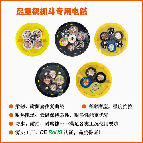垃圾吊抓斗电缆CE认证,起重机渣吊抓斗电缆 Reel-Flex-ST抓斗电缆